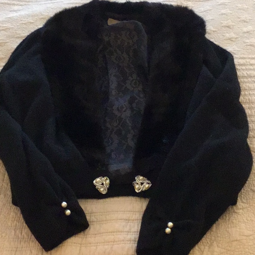 Bernhard Altman cashmere sweater with mink collar